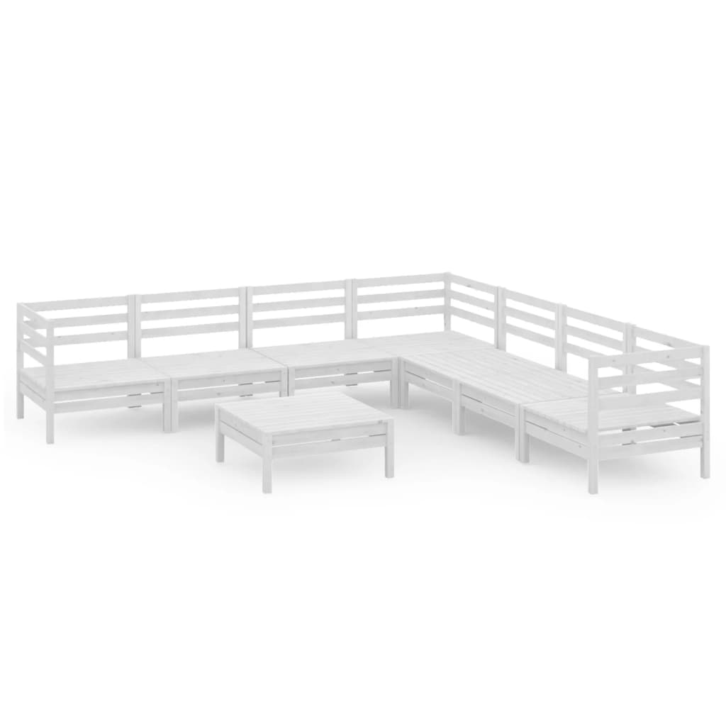 8-tlg. Garten-Lounge-Set Massivholz Kiefer Weiss